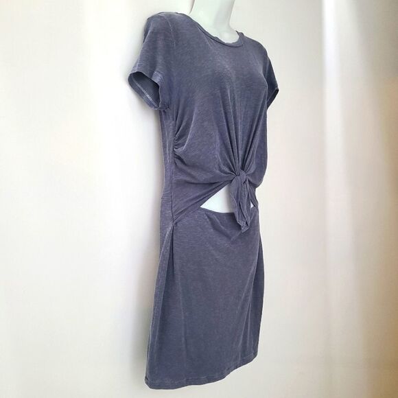Sundry Tie Front Blue T-Shirt Dress L - Picture 3 of 12